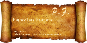 Popovics Ferenc névjegykártya