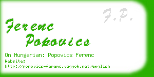 ferenc popovics business card